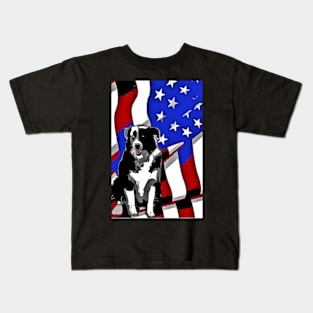 Patriotic Border Collie Kids T-Shirt